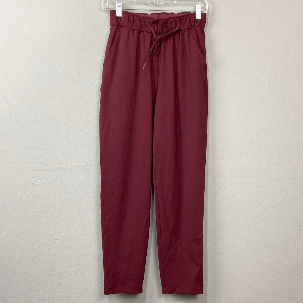 Lululemon Keep Moving Pants Size‎ 4 High Rise Burgundy Cassis Athleisure Casual